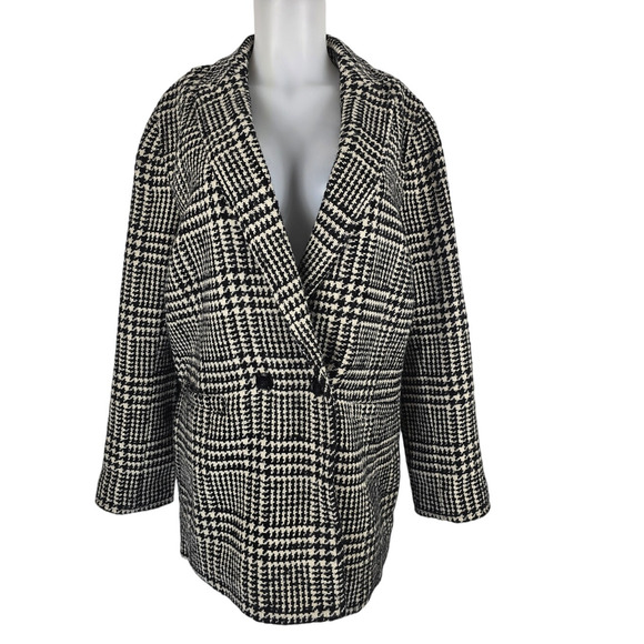Talbots Stunning Black White Houndstooth Wool Blend Women's Jacket 16 NWOT - Picture 1 of 6